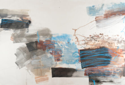 Tusche, Graphite, Pigment, Gofun, Oelpastell auf Arches BFK Rives, H 113 x B 167 cm